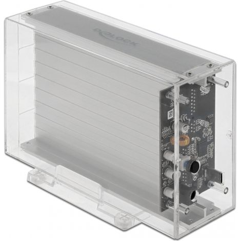 Delock Carcasa doble externa para 2 x SATA HDD de 3.5 con USB Type-Câ¢ hembra transparente - sin herramientas