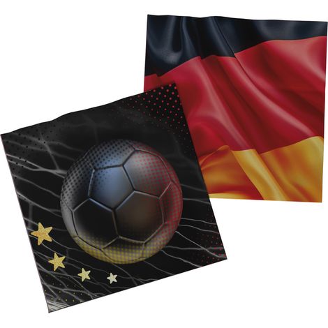 Servietten Fußball 4 Sterne bunt 33 x 33 cm - 20er Pack