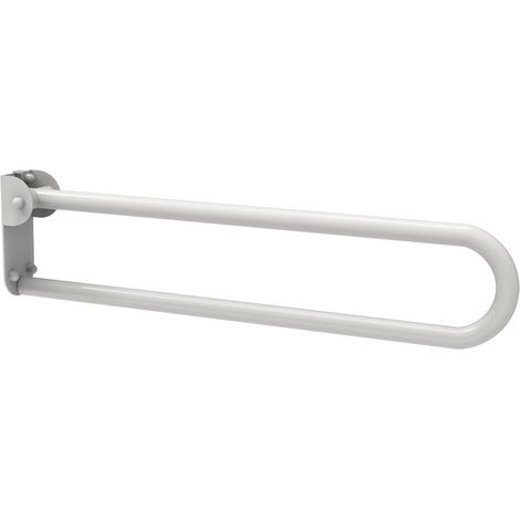 Maniglione barra ribaltabile con piastra lunga 80 cm inox bianco (1/3)