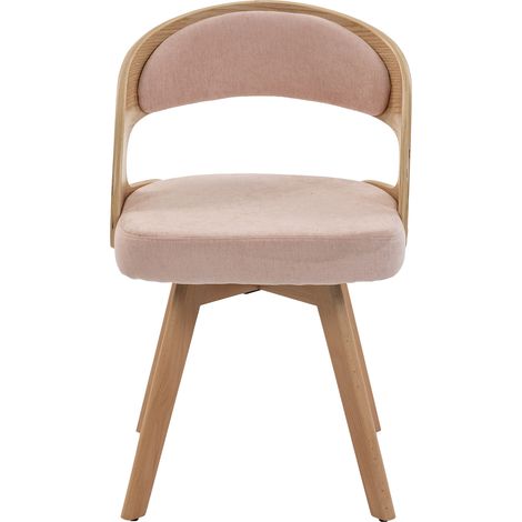 ELVMI Lot de 2 Sillas de Comedor Giratorias en Lino, Respaldo Ergonómico, Patas de Madera de Haya, Rosa (1/5)