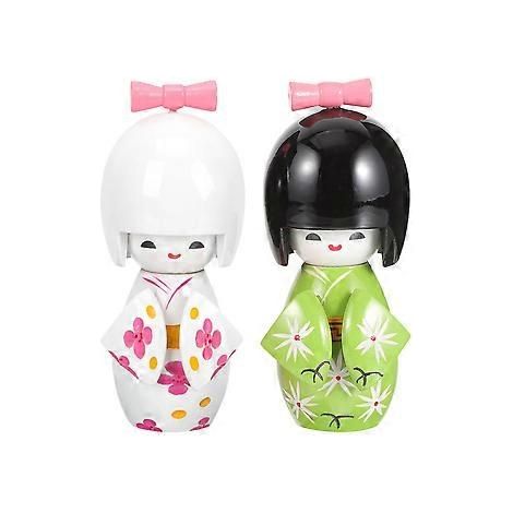 Lot de 2 poupées japonaises en kimono, figurines en bois pour armoire, décoration de table de restaurant japonais (couleurs assorties)