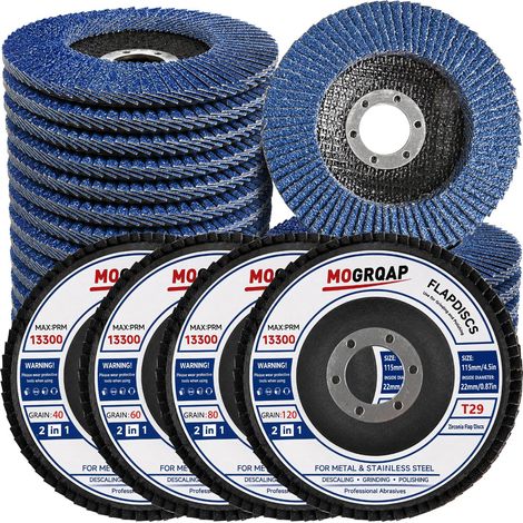 20 Pièces Disques à Lamelles, 115mm Disque 40/60/80/120 Grain Meuleuse Compartiments pour Meuleuse Convient à l'acier Inoxydable, Bois, Métal (1/5)