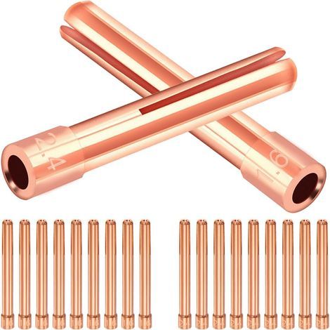 Punte a morsetto TIG per torce di saldatura TIG serie WP17, WP18 e WP26, punte per elettrodi in tungsteno di rame rosso 10N24 da 3/32" (2,4 mm) e 10N23 da 1/16" (1,6 mm), accessori per torce. (1/5)