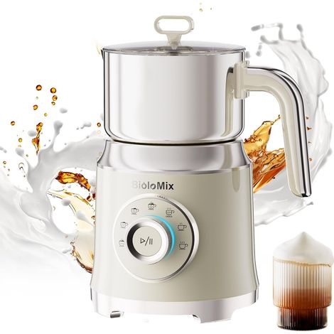 Mousseur à Lait Electrique 7 en 1, Moteur 600W Mousseur à Lait Et Cuiseur Vapeur De 800ml, Grande Capacité, Température Rég (1/5)