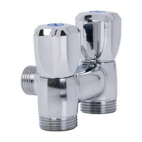 Sferaco – Robinet de machine à laver double mâle vertical DN 3/4' – Certifié ACS 4MS – Filetage plomberie – Horizontal 1/2'