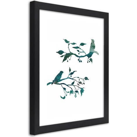 Quadro con cornice, Uccelli su ramoscelli - 20x30 (1/5)