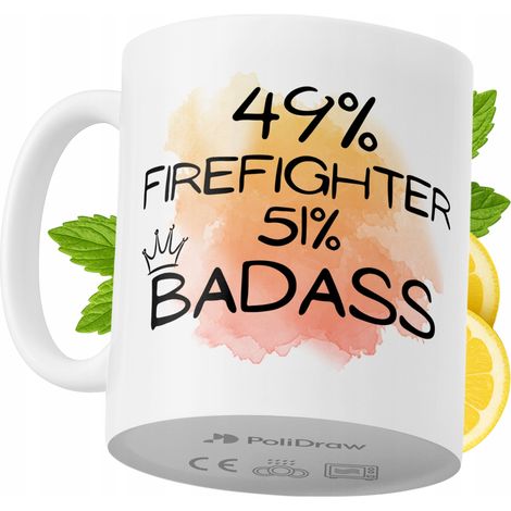 Taza de café/té divertida y humorística con diseño de texto gracioso para bomberos. Taza ideal para cumpleaños, santos, días festivos y ocasiones especiales. Color blanco, 330 ml. (1/5)