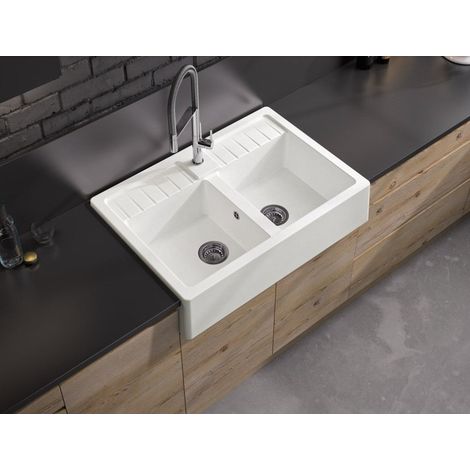 CAREA - Évier Timbre d'office 2 bacs - Blanc Glacial (1/5)