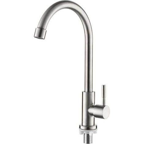 Single cold water kitchen faucet, 360° rotatable, single lever sink faucet, stainless steel MUMU (1/4)
