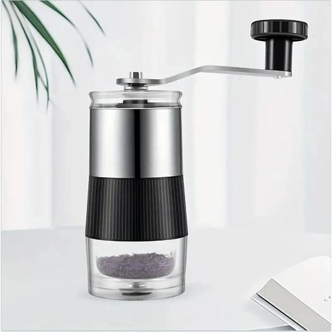 Kleine manuelle Kaffeemühle, kompakte tragbare Kaffeemühle, Kaffeebohnenmühle aus Edelstahl, Gerät zum Mahlen frischer Kaffeebohnen für Reisen und Camping.