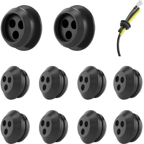 Gommini per serbatoio carburante, 3 fori, guarnizione ad occhiello in gomma, 10 guarnizioni per tubo carburante, tappo per tubo flessibile per tosaerba, accessori per decespugliatore (1/5)