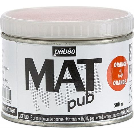 Peinture Acrylique - Pebeo - Mat Pub - 500ml - Orange Brillant - Finition Mate (1/4)