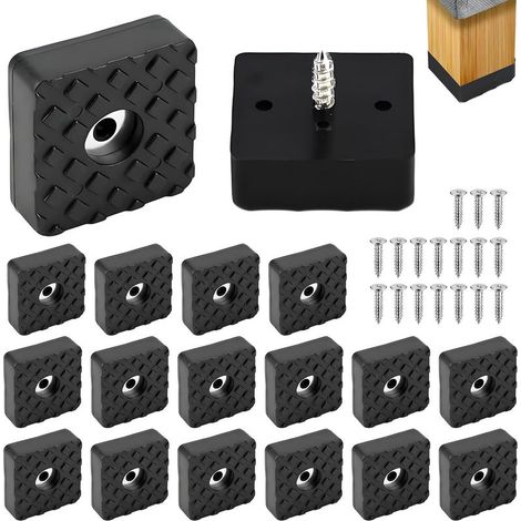 Lot de 18 pieds en caoutchouc à visser - Pour chaises de jardin - 30 x 30 x 10 mm - Antidérapants - Avec vis (1/5)