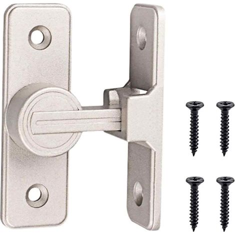 Verrou Coulissant - Crochet 90° - Pour Porte Intérieure Bois Léger - Système Bascule - Fixation Antivol Moraillon - 1 Pièce