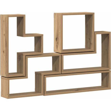 Cube mural chêne artisanal 96 x 12 x 64 cm Bois d'ingénierie CFW532997 (1/5)