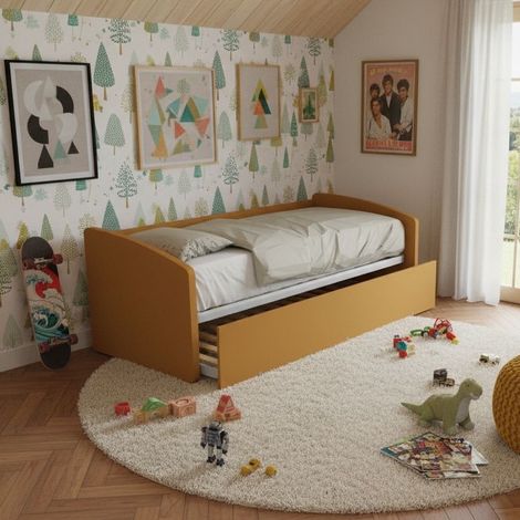 Divano letto singolo con secondo letto estraibile – Design funzionale - Zolfo