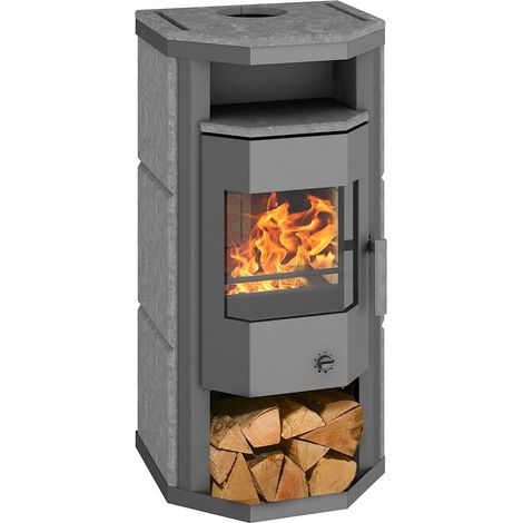 Kaminofen Typ10849-Thyra DB gussgrau Naturstein 6kW