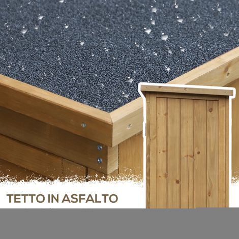 Casetta da giardino in legno – Armadietto portautensili da esterno con 3 ripiani – Legno impermeabile – 87 x 46 x 160 cm – Marrone (1/4)