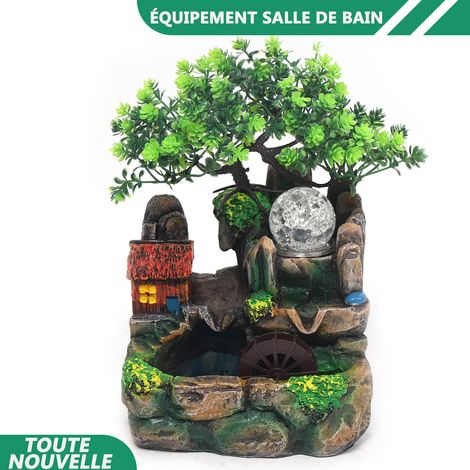 WAOBDLA Résine Maison Ornament LED Lumière Bureau Fontaine Tableau Rock Jardin Décoration (1/5)