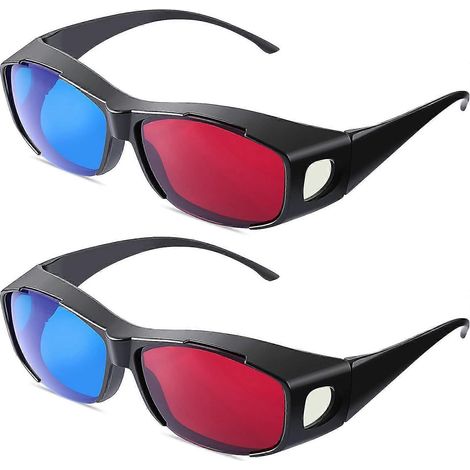 Lunettes 3D rouge et bleue (lot de 2) pour films et jeux vidéo 3D, verres anti-polarisation. (1/4)