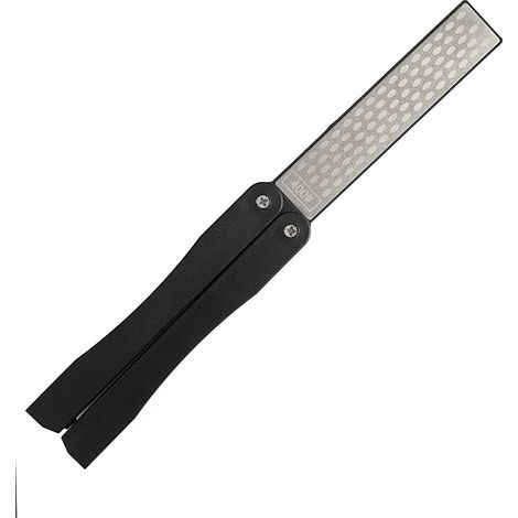 Affûteur de couteaux, pierre à aiguiser diamantée de poche pliable grain 400/600, double face noire (1/5)