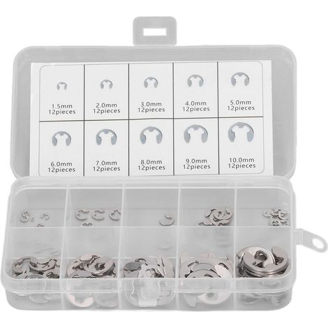 120 pièces E Clip Circlip anneau de retenue 304 en acier inoxydable assortiment Kit pour roulement (1/5)