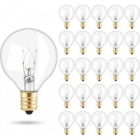 Ampoules de Remplacement G40, 25 PCS E12 Ampoules en Verre Ampoules Globe G40 7W Globe Ampoule Extérieure Résistance à leau IP44 Blanc Chaud pour la Fête à la Maison (1/5)