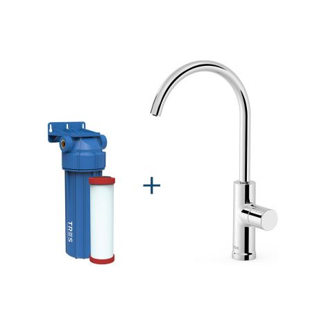 Robinet de cuisine à une voie pour eau filtrée Chromé - TRES 23050401 (1/2)