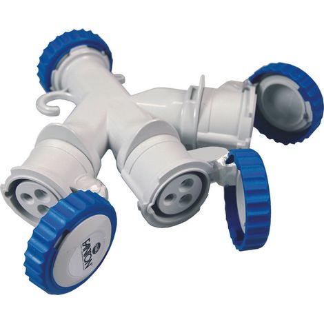 ADATTATORE INDUSTRIALE 220V CON SPINA E 3 PRESE CEE 309 IP67  16A colore blu 73120    FANTON