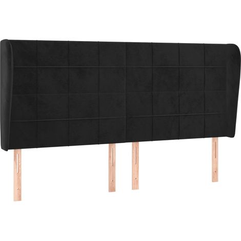 Testiera accessorio letto mobile camera da letto con bordo laterale 203 x 23 x 118/128 cm Tessuto velluto nero TDL0204481