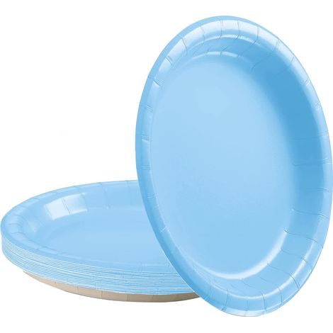 Lot de 10 assiettes en carton bleu pâle de 17,8 cm - Vaisselle de fête de Pâques - Assiettes à dessert jetables pour enfants, anniversaire, Noël, fête prénatale, mariage (1/5)