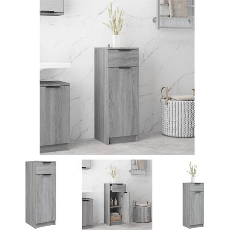 Badezimmerschrank Grau Sonoma 32x34x90 cm Holzwerkstoff (1/5)
