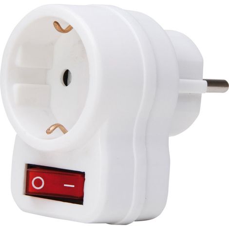 Adaptateur Schuko avec interrupteur, blanc arctique (1/2)