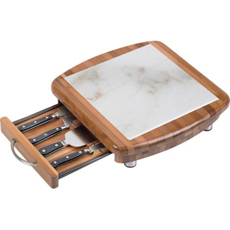 Tagliere Formaggio 36x36x10,5cm con Coltelli in Legno e Marmo Alexander Apollo (1/5)