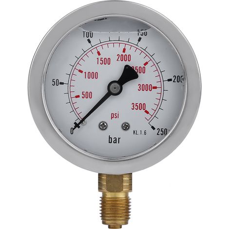 Raccord de test pour tuyau hydraulique M162-BSP1/4 + manomètre 0250 bar 3600 psi Tuyau de 1,5 mètre