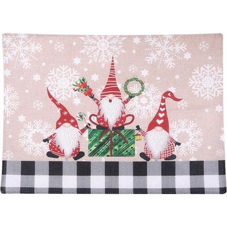 Placemat De Noël - En Lin Et Tissu Non Tissé - 44 X 33 Cm - Pour Décoration De Table Festive - 1 Pièce (1/5)