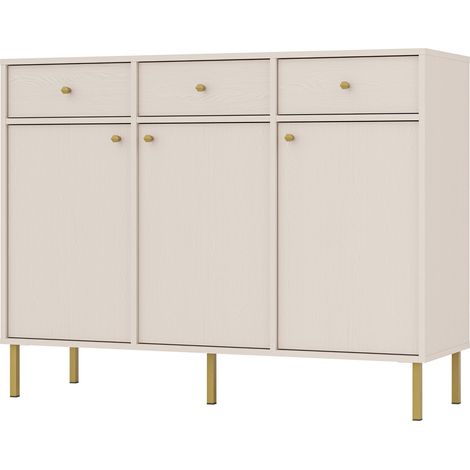 Selsey OKTIO Buffet 3 portes avec 3 tiroirs -125 cm - beige