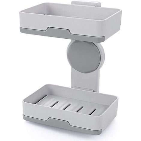 Porte-Savon Mural - Ventouse Double Couche - Salle De Bain Et Cuisine - Blanc - 1 Pièce (1/5)