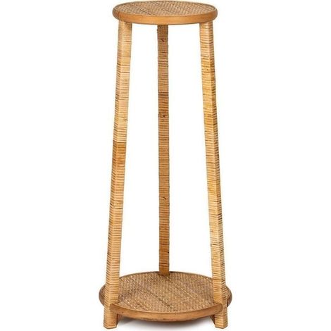 Support pour plante en rotin et bois naturel fait main - Rotin naturel bois clair (1/3)