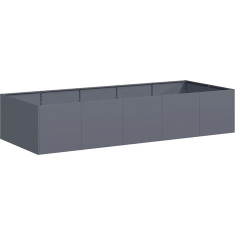 Jardinière moderne design extérieur 200 x 80 x 40 cm avec fond ouvert et support intérieur en acier anthracite (1/5)