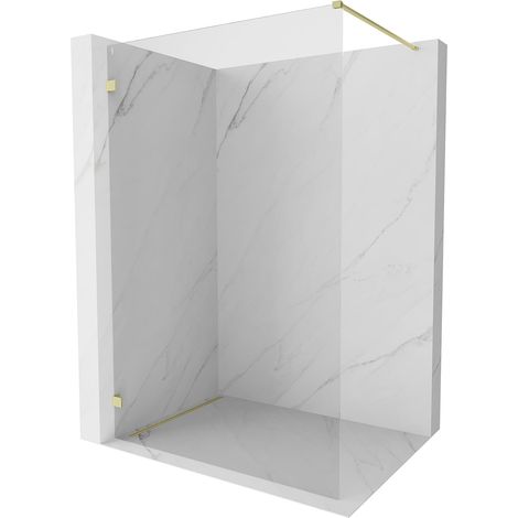 Mexen Lunar pantalla de ducha Walk-in izquierda 130 x 200 cm, transparente 8 mm, oro cepillado - 830-130-000-55-00-L (1/5)