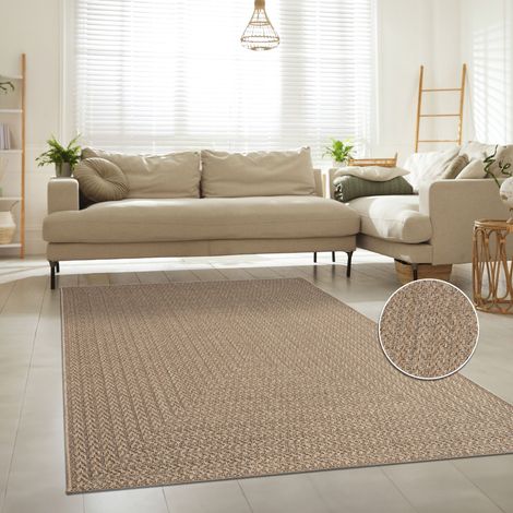 Paco Home Alfombra Interior Exterior Terraza Balcón Intemperie Lisa Estructura 200x290 cm, Beige 3