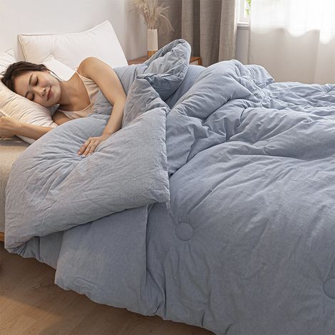 Couette Coton - 200 x 150 cm - 98 % Coton 2 % Elasthanne - Chaude et Douce - Pour Lit Queen Size - 1 Pièce (1/5)