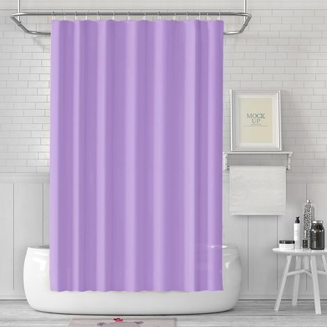 Rideau de douche en PEVA - Anti-moisissure - Imperméable - Séchage rapide - Lavable - 180 x 180 cm - Avec 12 anneaux de rideau de douche - Pour baignoire - Violet (1/5)