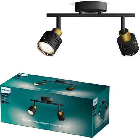 Philips Niall Foco de superficie con 2 puntos de luz (Negro/Dorado) - Casquillo GU10 (1/5)