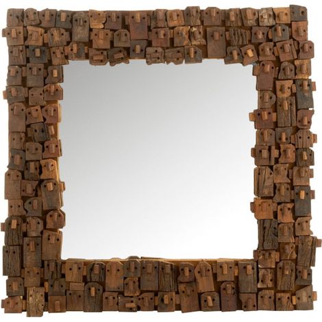 Miroir Mural en Bois "Syma" 90cm Marron (1/4)