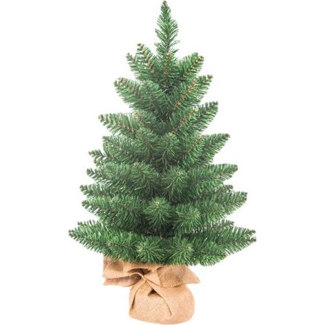 Jeffergarden 60 Cm Tabletop Mini Ornements d'arbre De Noël avec Base en Lin Arbres Artificiels Plantes Artificielles Parfait pour Fenêtre Jardin Familial (a)-DOU