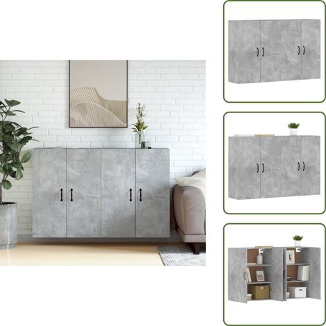 Armoires murales 2 pcs gris béton bois d'ingénierie - Armoire Murale - Meuble De Rangement - Buffet - Étagère Murale - Décoration Intérieure (1/5)