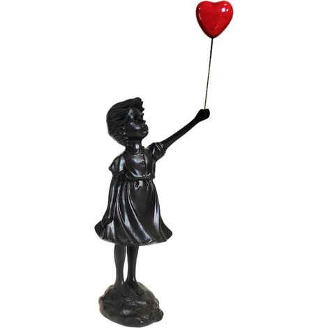 Statuette Décorative Moderne de Fille au Ballon Rouge Figurine Design en Résine pour Salon et Bureau (1/5)