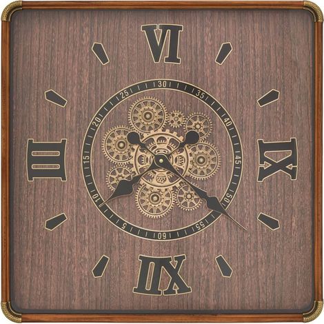 Horloge Murale Engrenages "Archie" 60cm Marron (1/5)